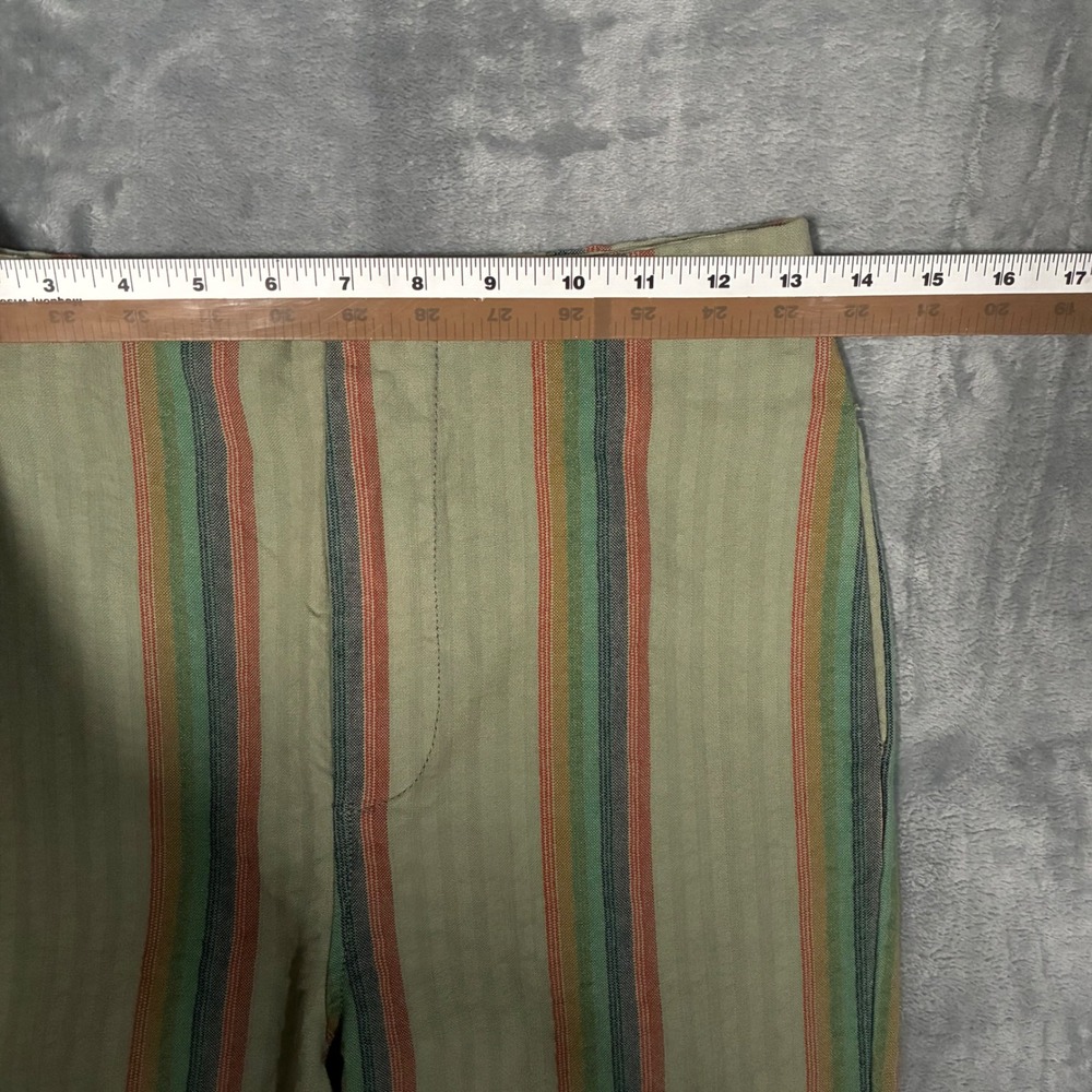 EUC Free People Star of Wonder Striped Wide Leg Pants Flare Boho Green Women's 0 - Picture 9 of 12